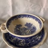 Villeroy and Boch Burgeland blue soup cups with underplates