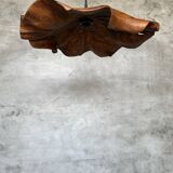 Large pendant light in corrugated teak leaf (Large D:60 H:20)