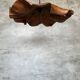 Large pendant light in corrugated teak leaf (Large D:60 H:20)