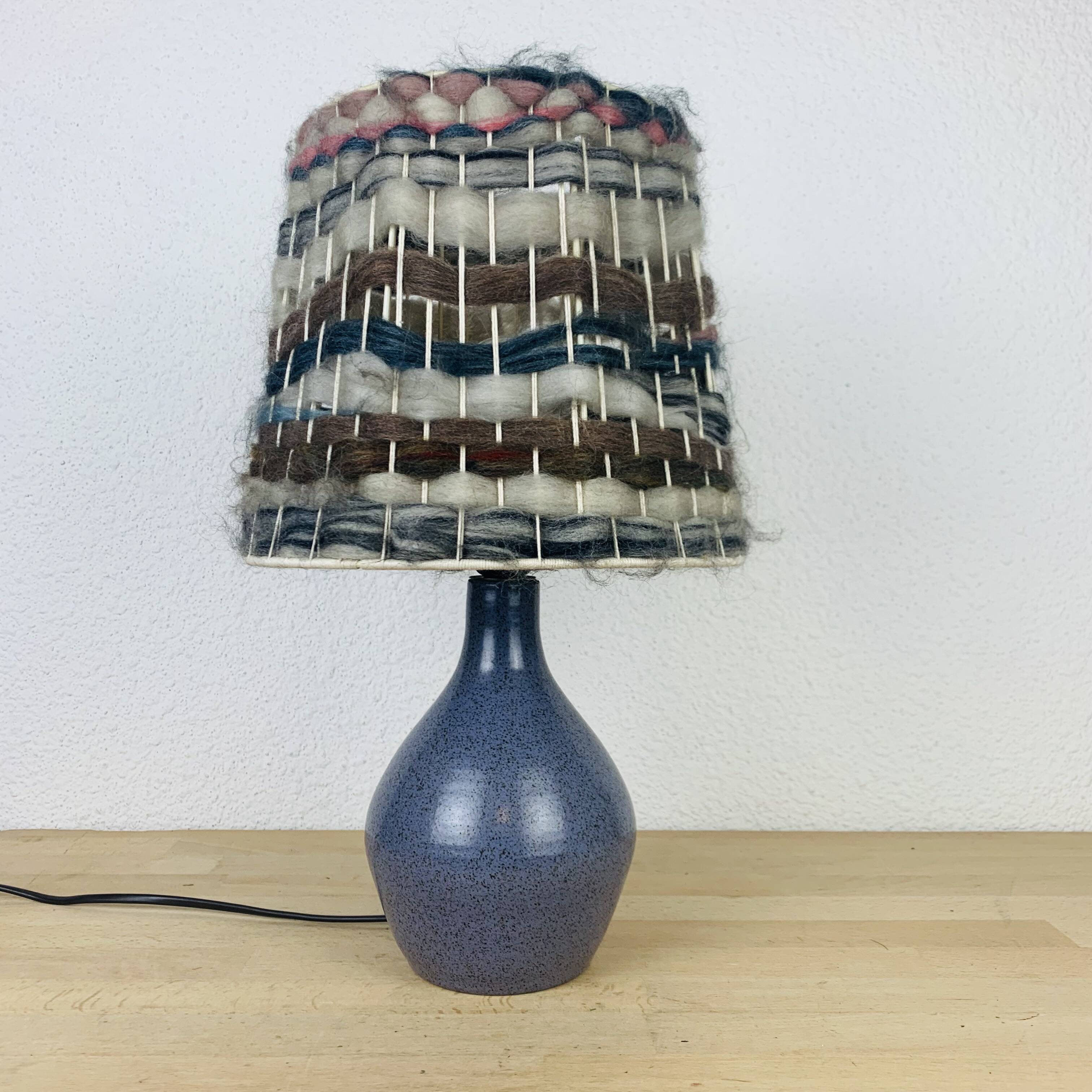Karoly Balogh ceramic lamp in Dreux, wool lampshade