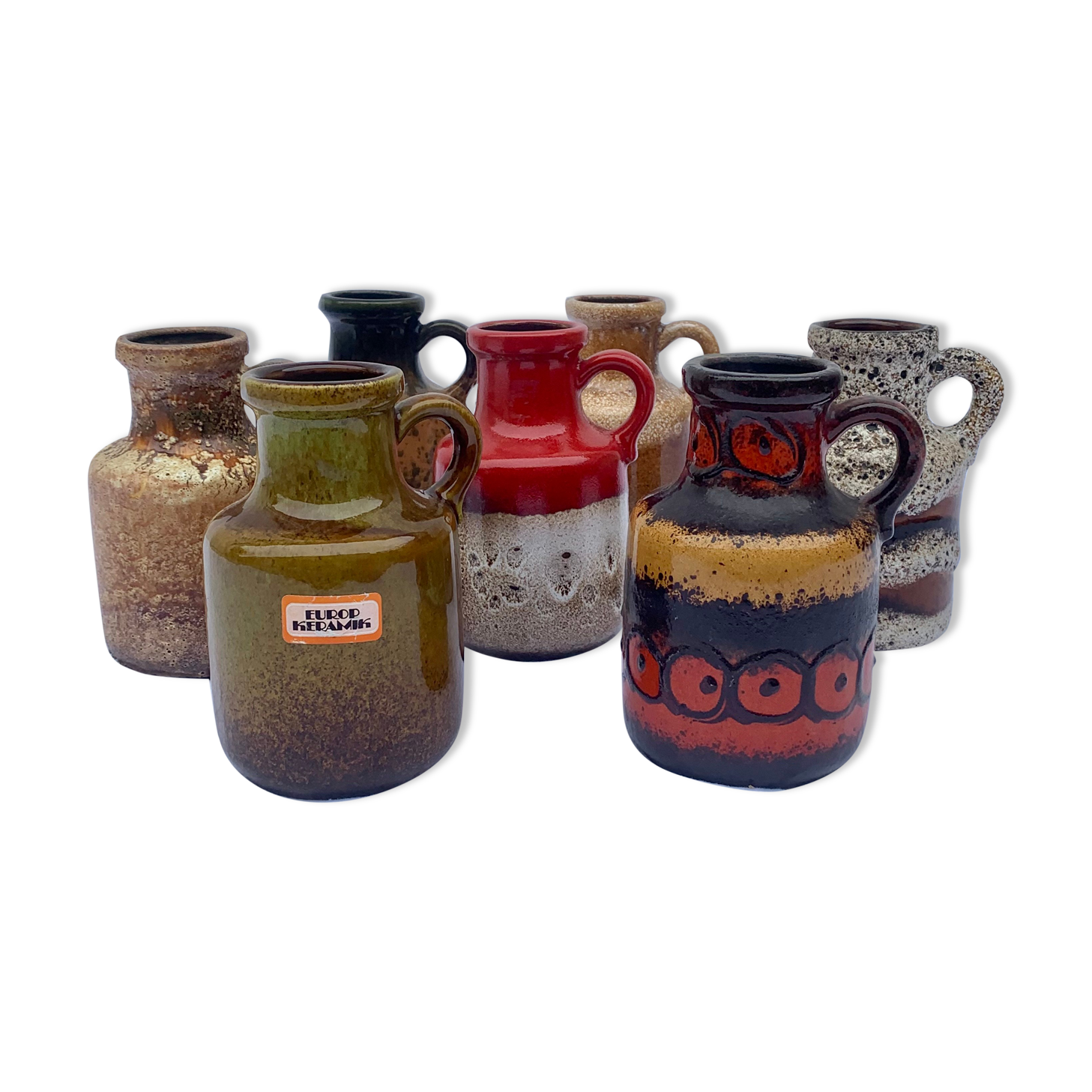 7 vases en céramique vintage
