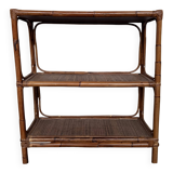 Vintage rattan bamboo wicker bookshelf