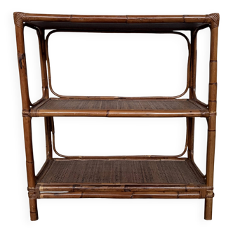 Vintage rattan bamboo wicker bookshelf