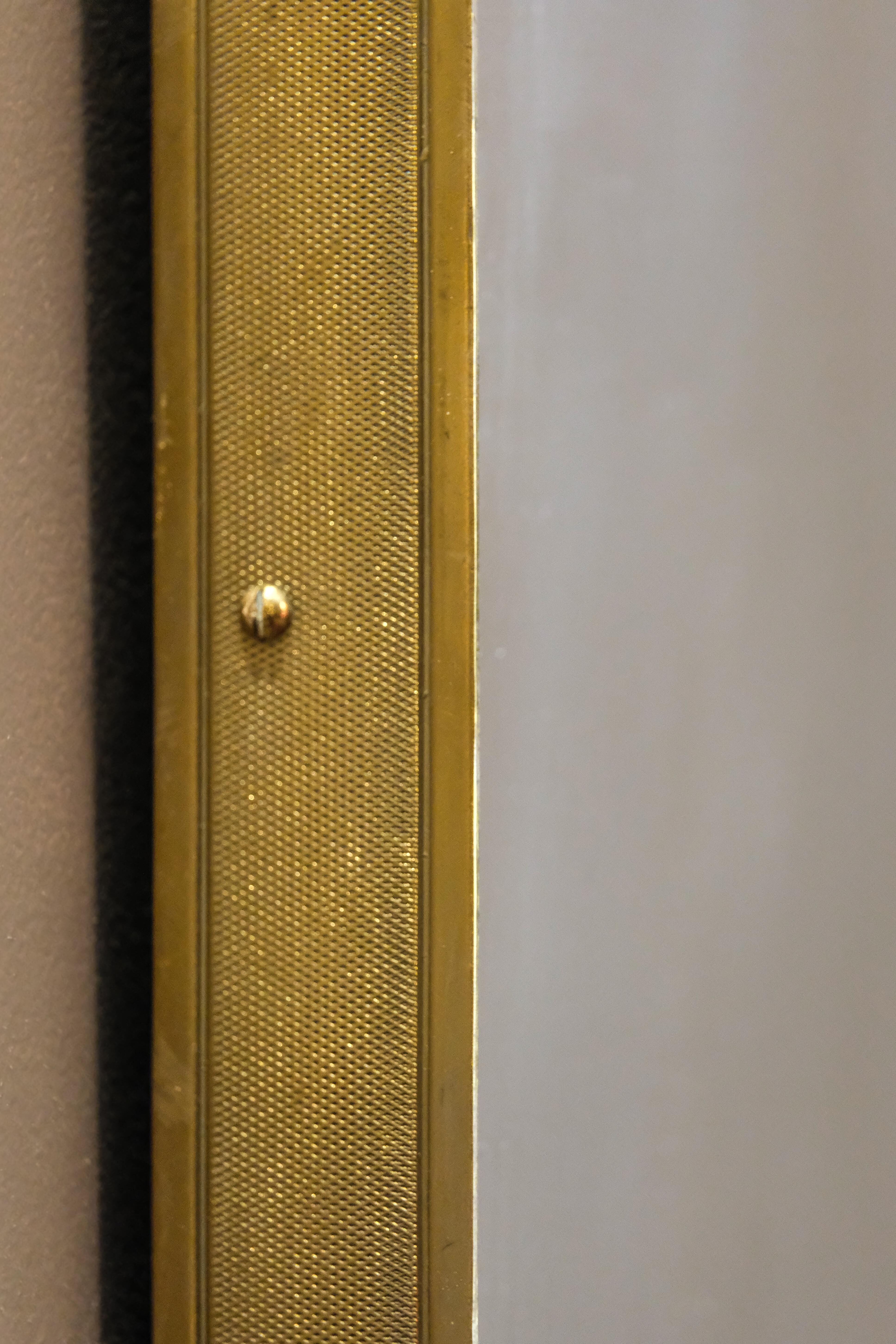Mid-Century Irregular Shape Mirror with Hammered Brass Frame