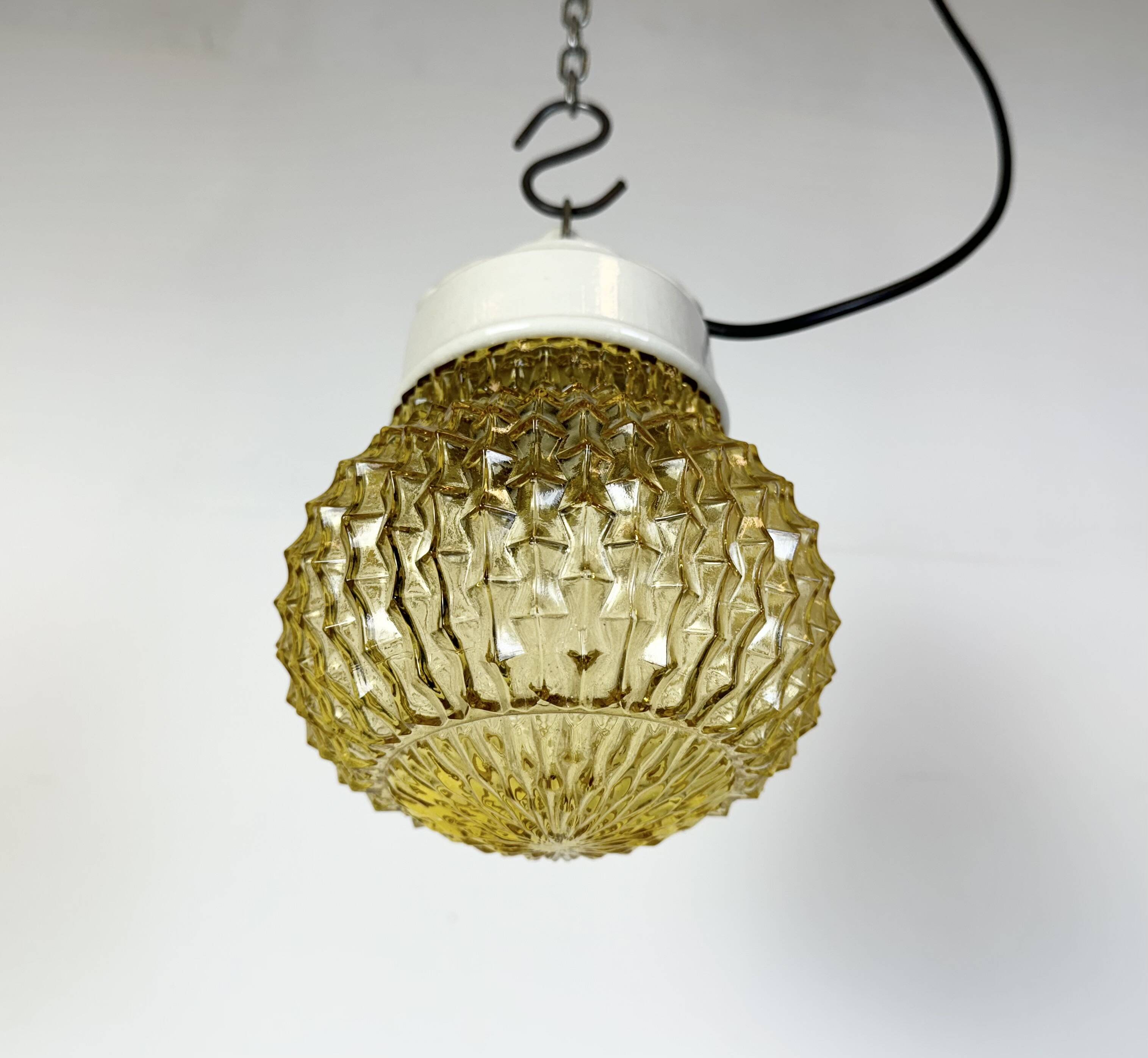 Vintage White Porcelain Pendant Light, 1970s