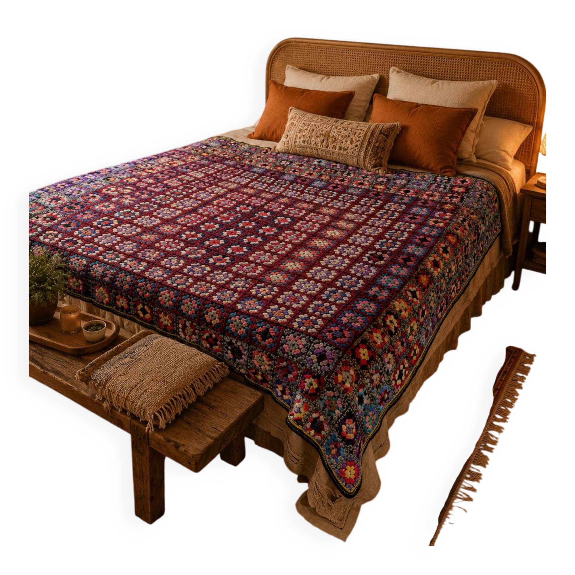 vintage crochet bedspread made of granny squares
