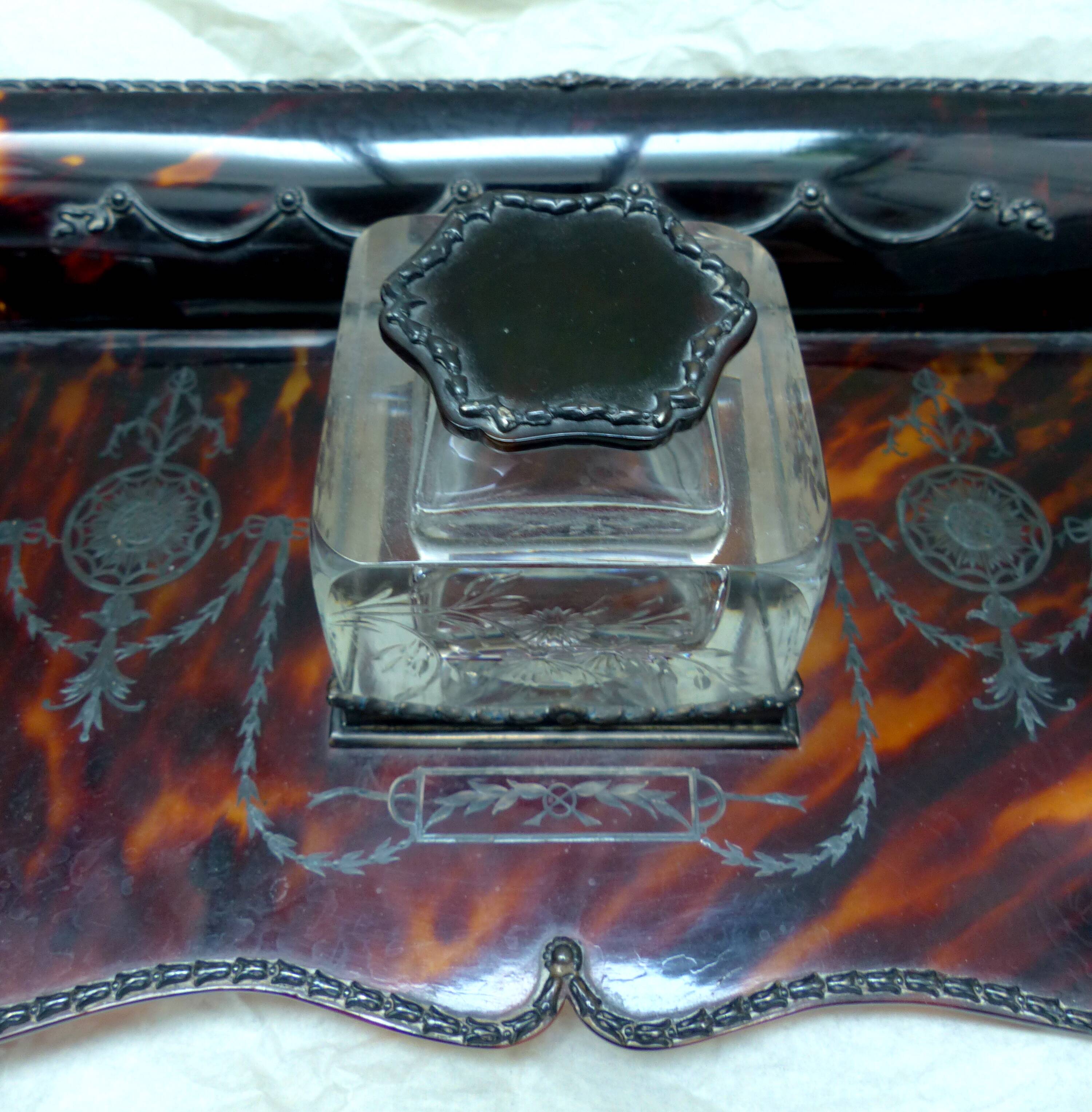 Silver inkwell and scale 19th century