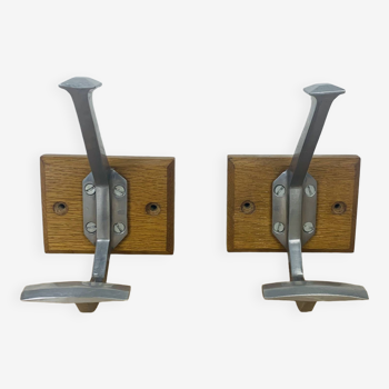 Pair of vintage aluminum coat hooks