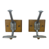 Pair of vintage aluminum coat hooks