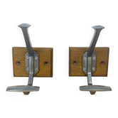 Pair of vintage aluminum coat hooks