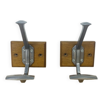 Pair of vintage aluminum coat hooks