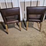 Paire de fauteuils en cuir vachette française de Michel Hurel