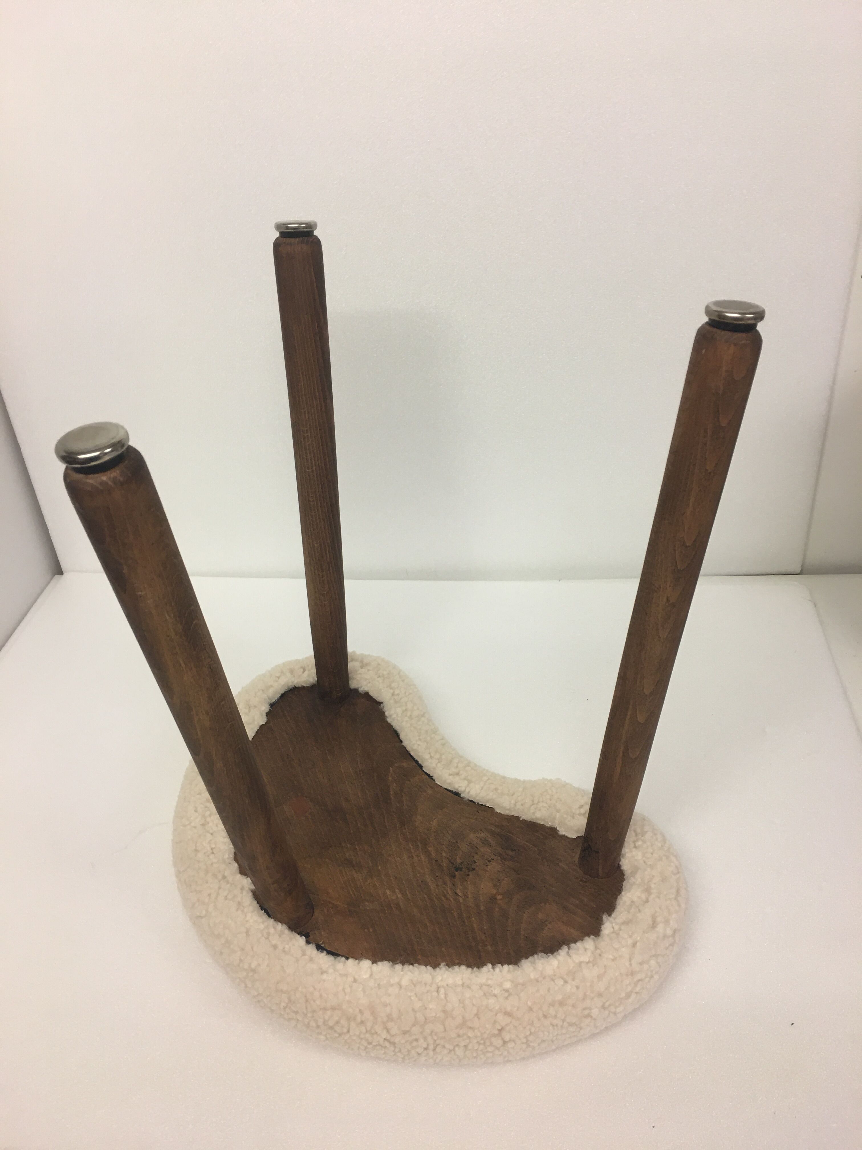 Painted beech tripod stool, contemporary