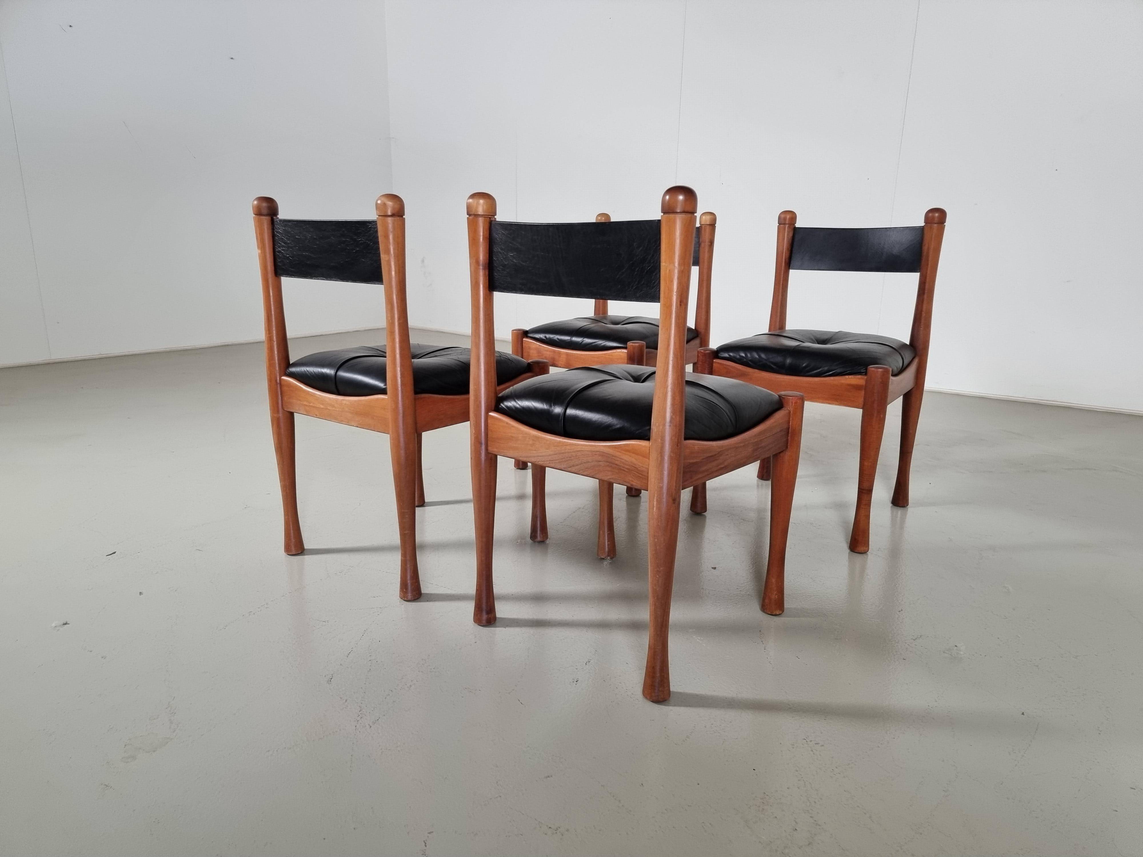 Set of 4 dining chairs by Silvio Coppola for Bernini, 1960s.