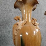 Delphin MASSIER (1836-1907) (after): Pair of large baluster-shaped earthenware vases