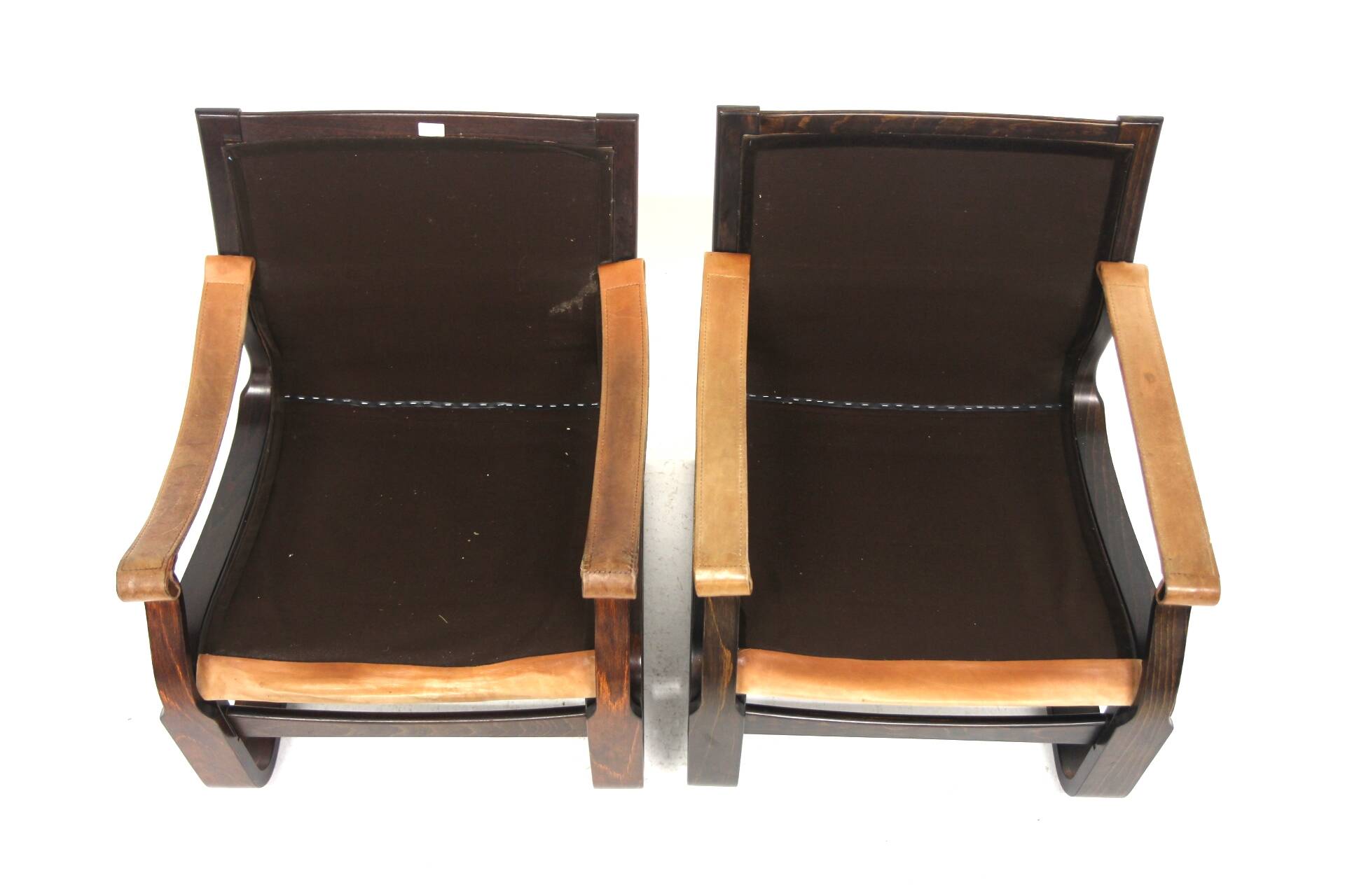 Set of 2 Scandinavian Nelo leather armchairs, Norway, 1970