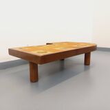 Barrois vintage shell-patterned comma coffee table in wood and ceramic.