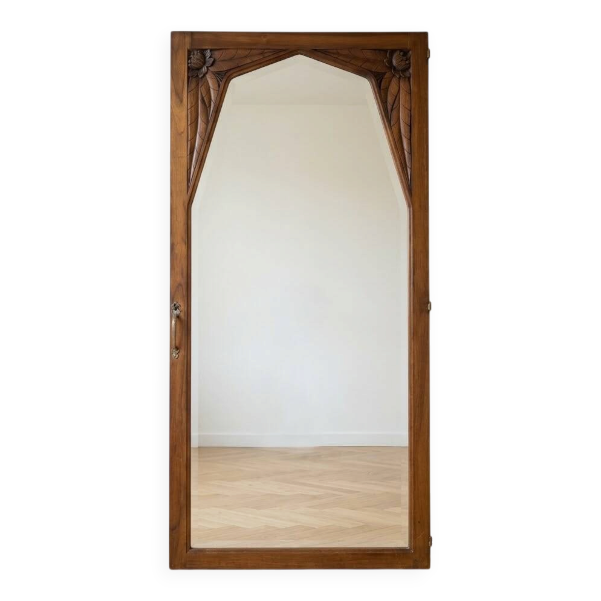 Antique Art Nouveau mirror in carved solid wood
