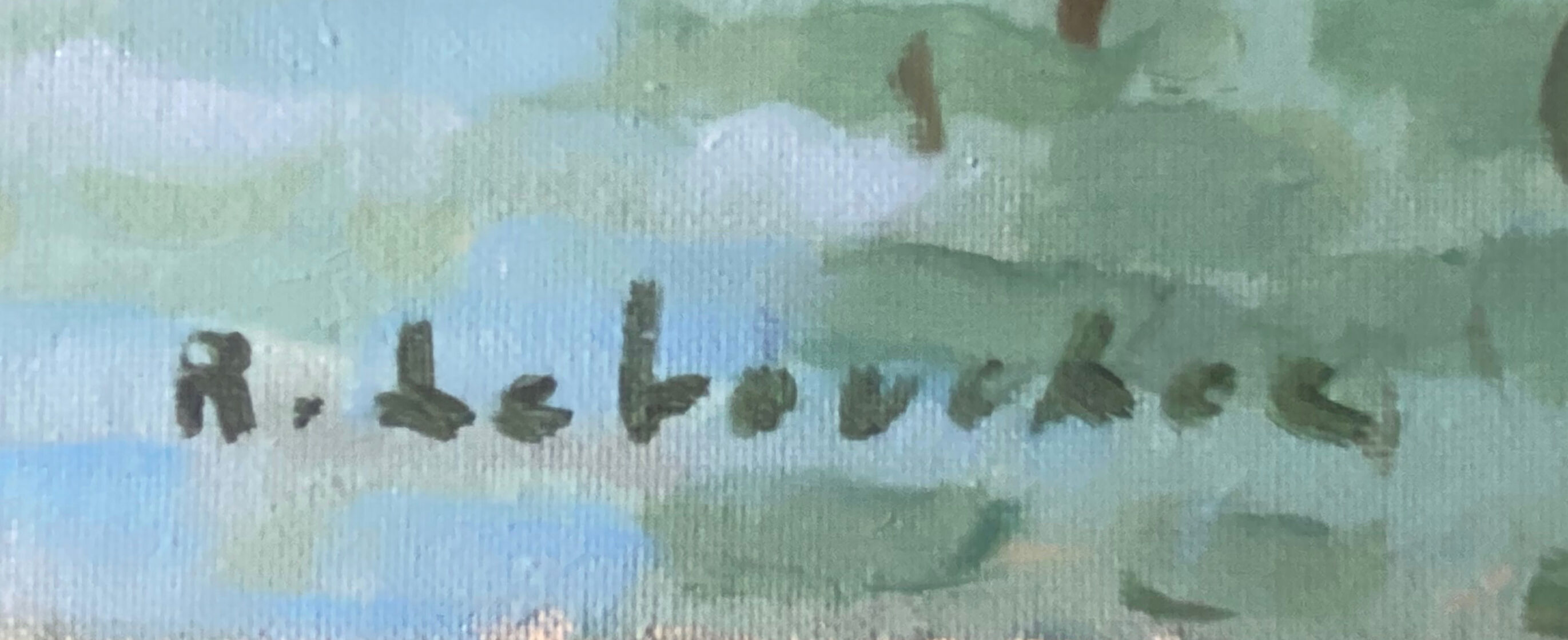 HST painting "Boats in lagoon" Marine Normandy Brittany by Robert Leboucher