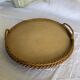 Woven wicker serving tray - 1970s