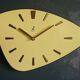 Vintage formica clock asymmetrical silent wall clock "Golden yellow Jaz"