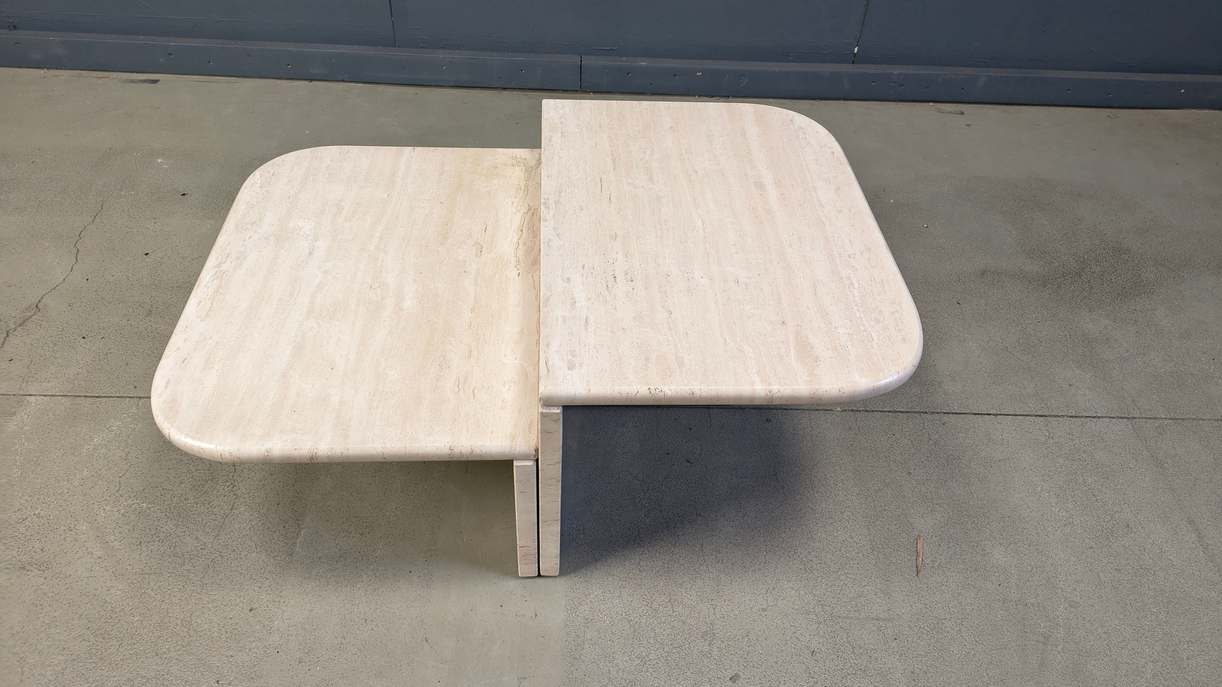 Pair of vintage travertine coffee tables or side tables, 1970s