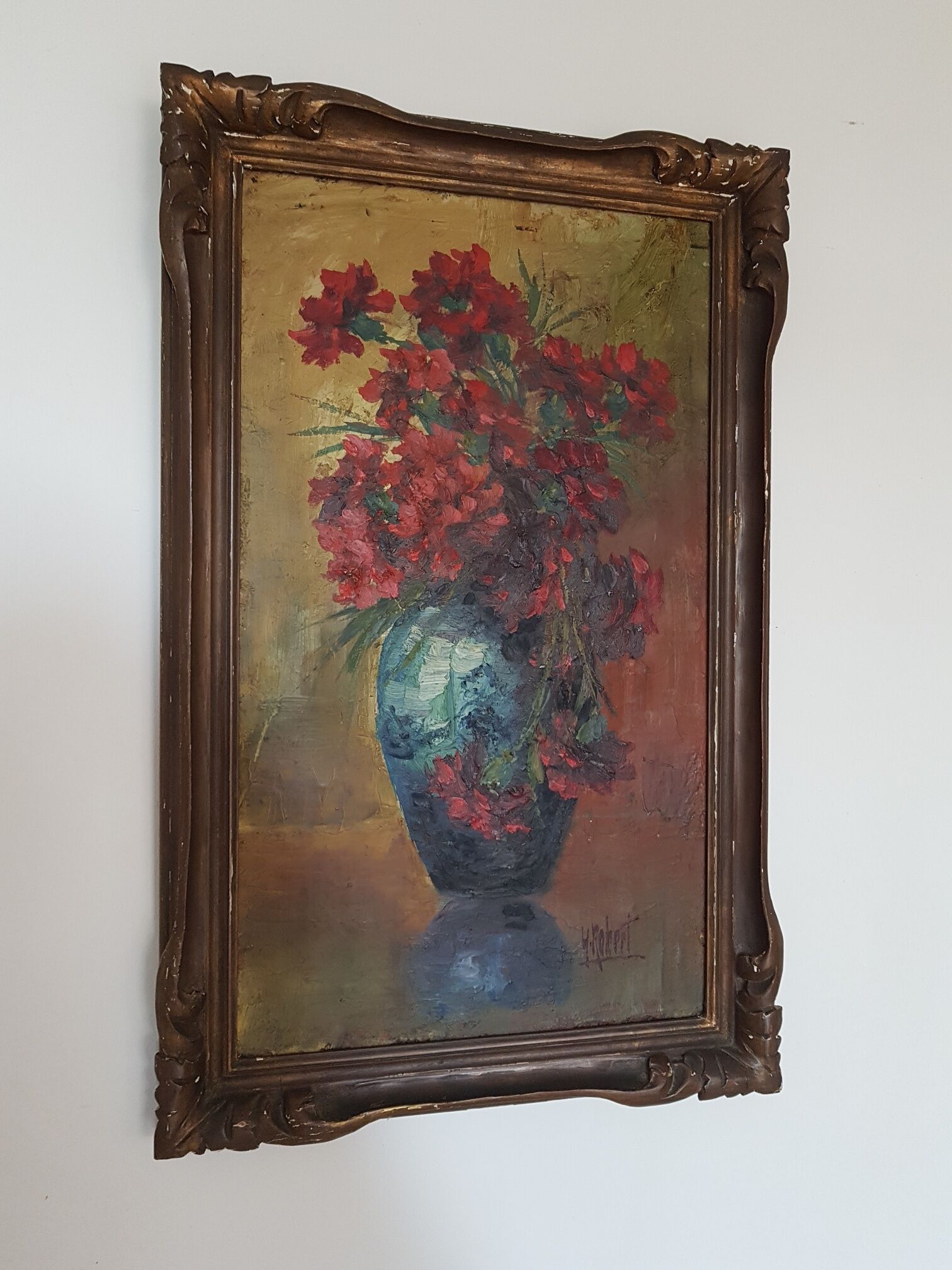Art Deco flower bouquet oil painting