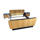 Bed frame set 140 X 190 and 2 lacquered bedside tables
