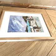 Fishing on foot in Saint Lunaire, gouache on crying signed Fanch Lel