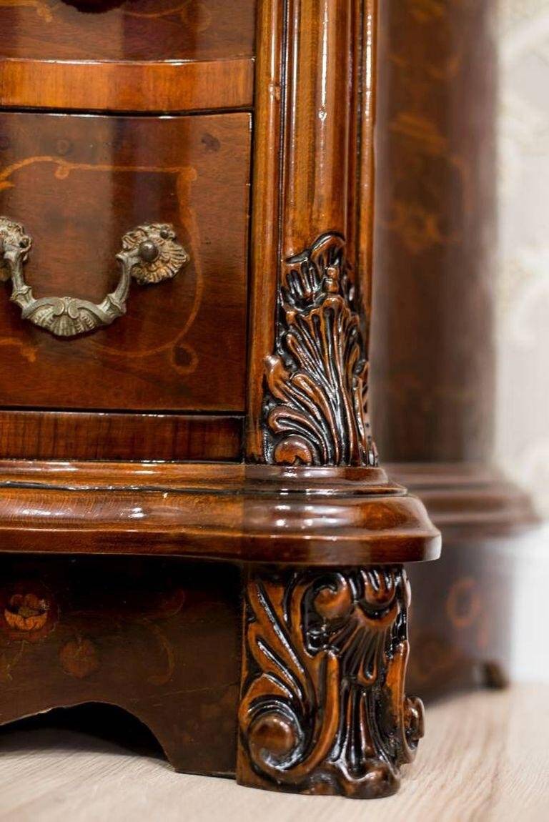 French Louis XV Style Walnut Marquetry Commode, 1950s