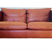 Vintage danish mid century  cognac leather 2 seater stouby sofa