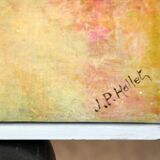 Abstract painting / acrylic, / 83 cm / 67 cm / signed JP Hallet