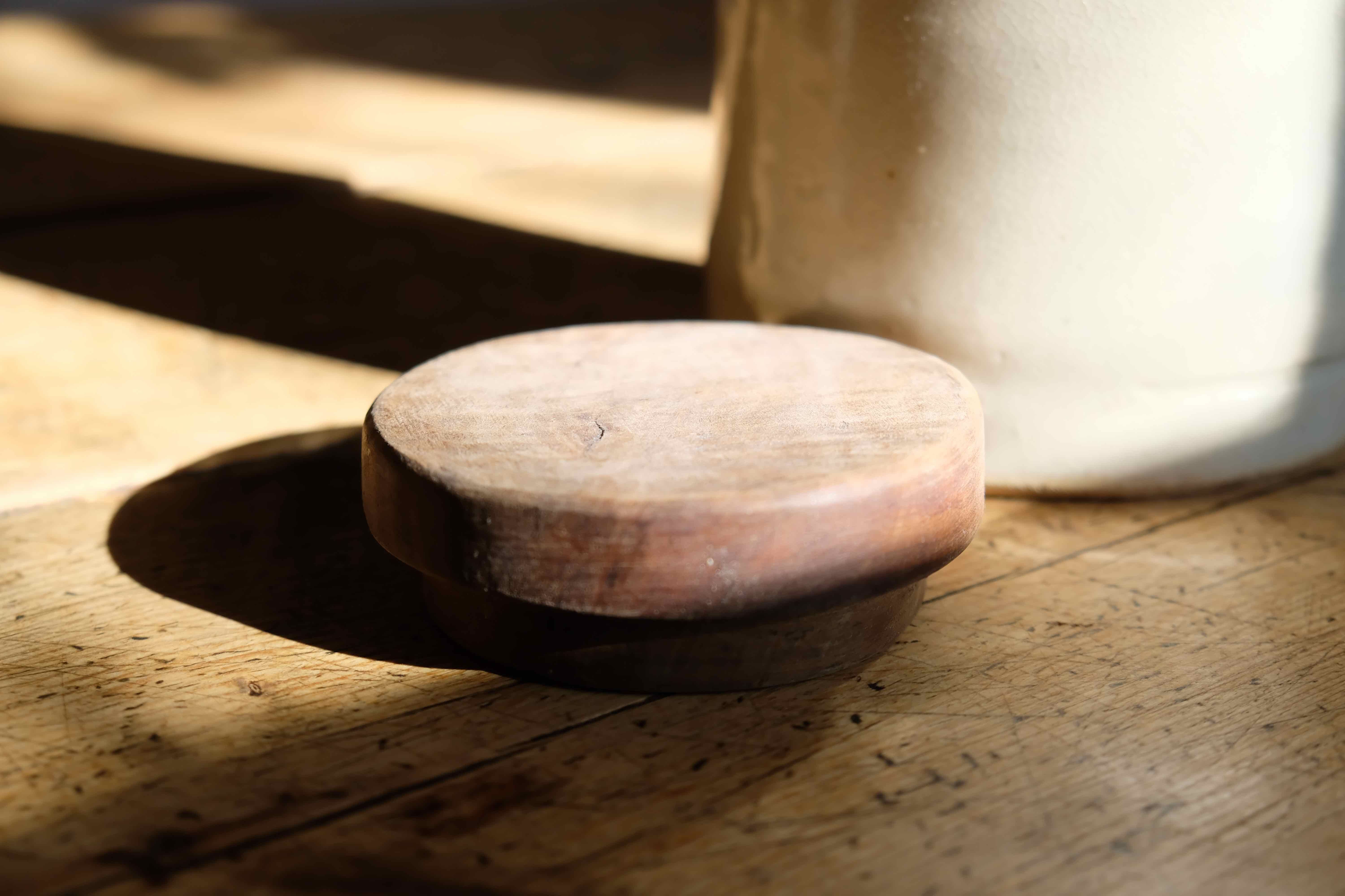 Stoneware with original wooden lid