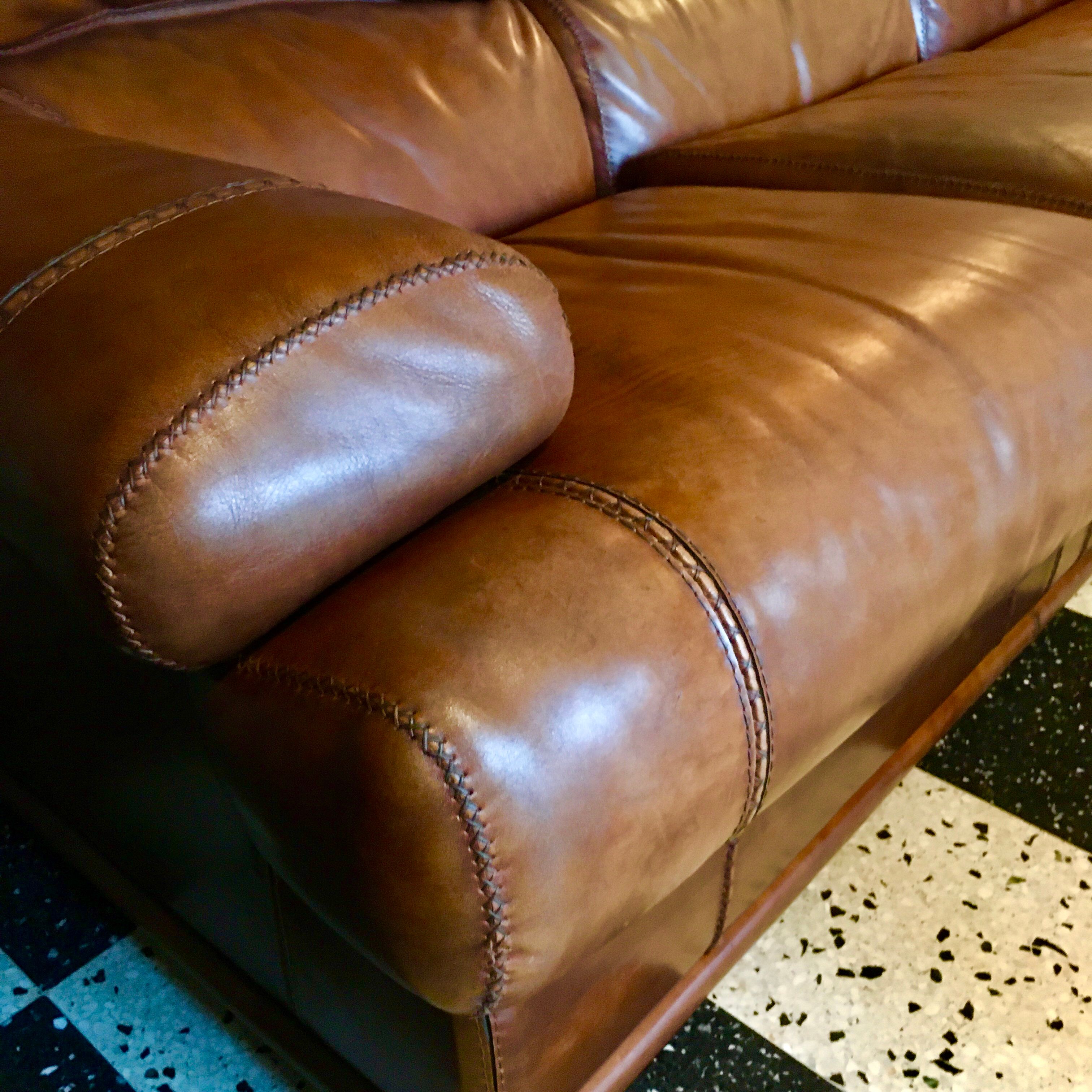 Sofa and leather armchair
