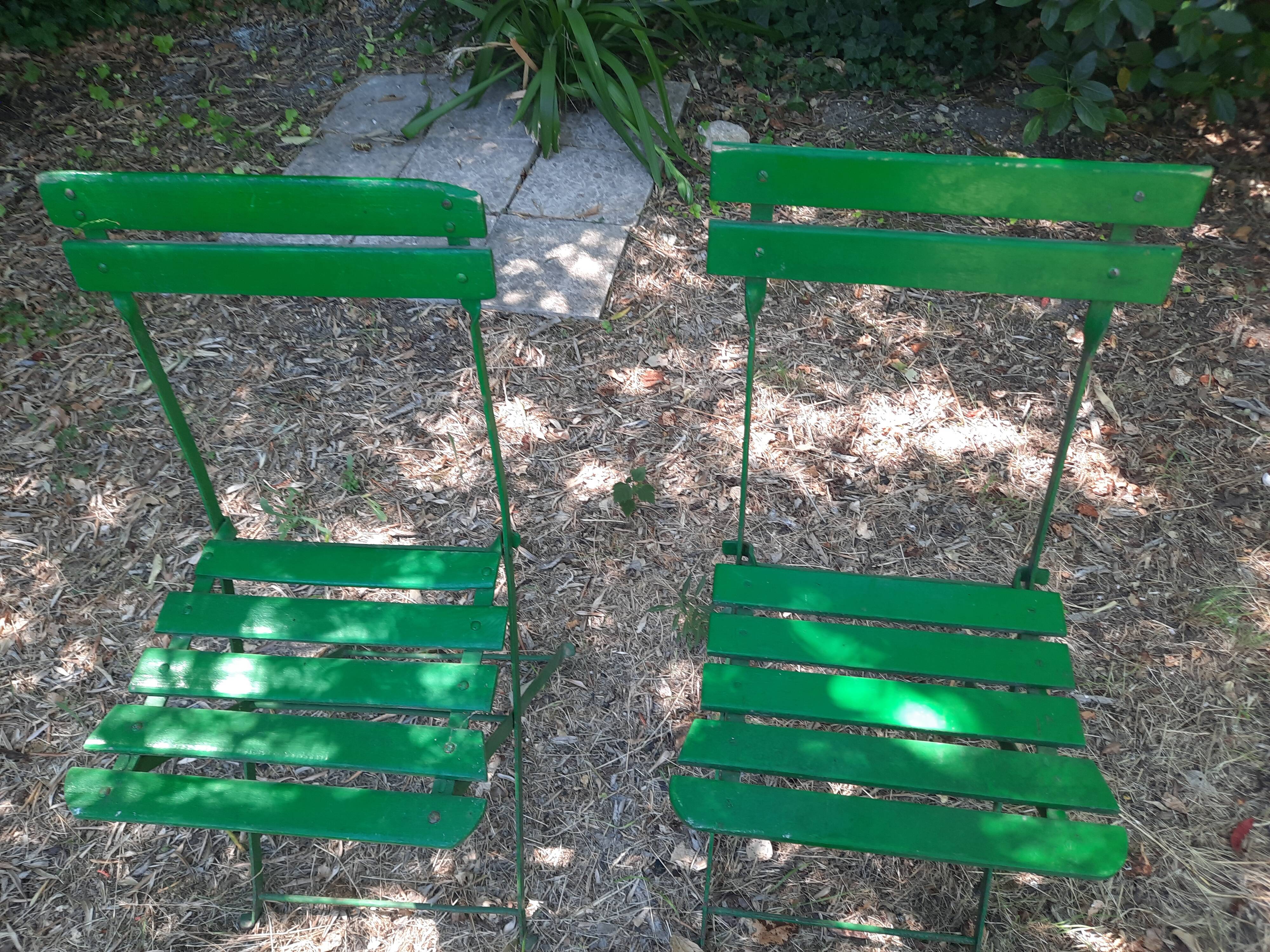 Pair of folding garden chairs
