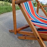 Chaise longue transat chilienne vintage avec repose pied