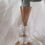 Glass and copper table lamp.
