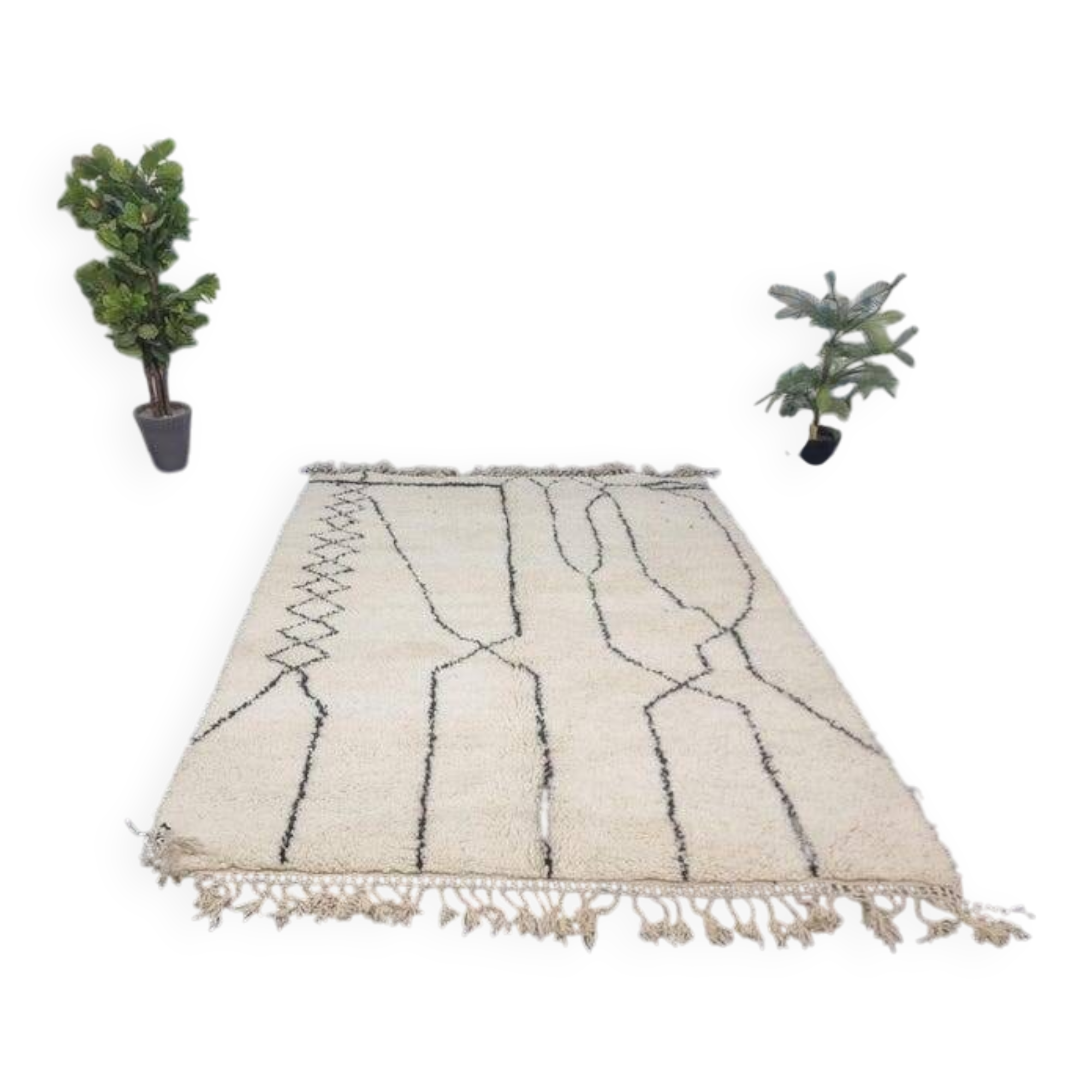 Decorated white Berber carpet 200cmx300cm