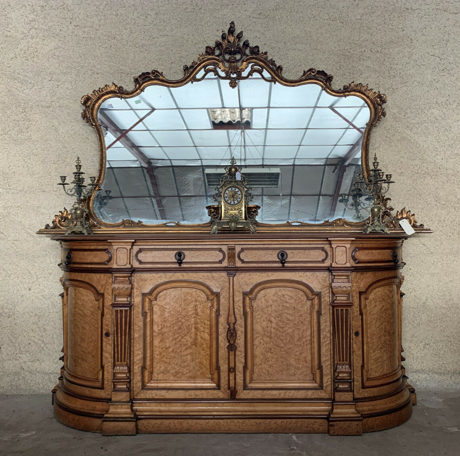 Half-moon shaped row sideboard napoleon iii era in speckled maple