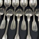 12 grandes cuillères 12 fourchettes métal argenté modèle filet de style Lou