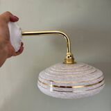 Vintage wall lamp with white and gold Clichy glass shade