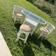 Vintage White Rattan/Bamboo Garden Furniture Set with 2 Chairs and a Stool