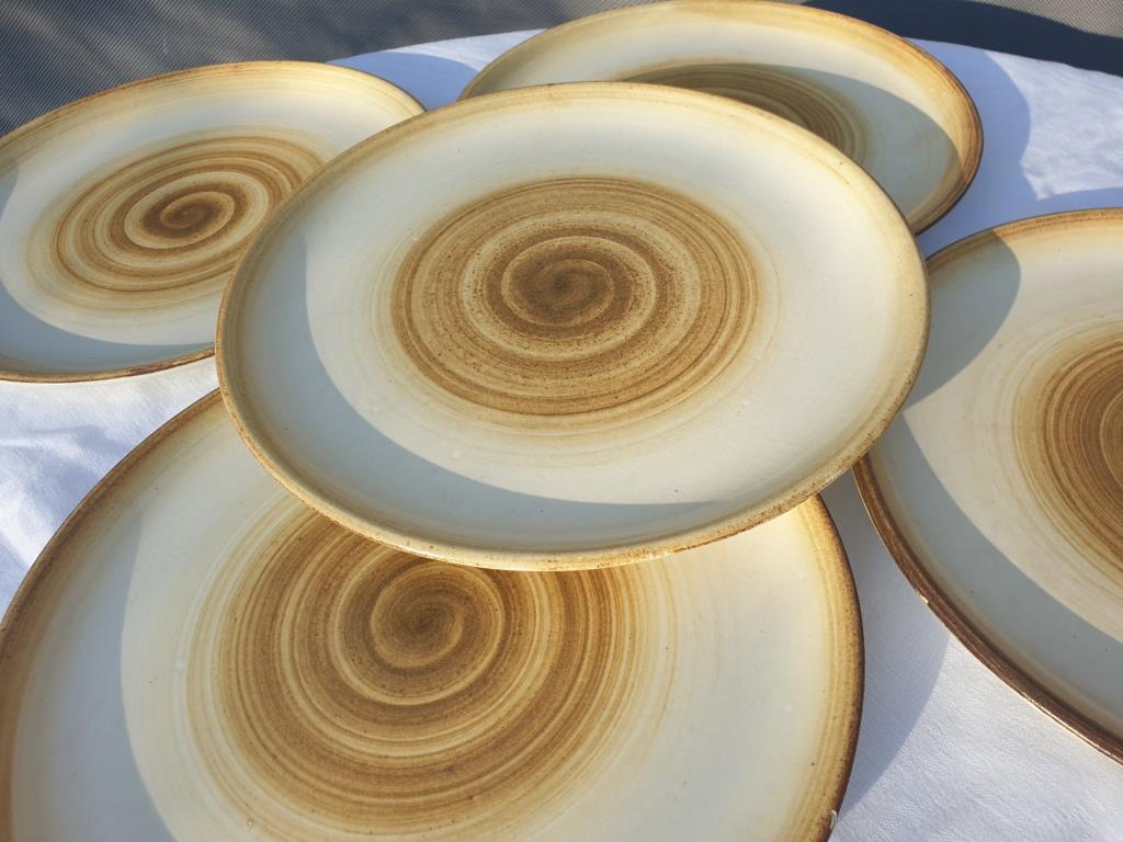 Set 5 plates longchamp 1970 spiral pattern diam24