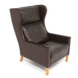Fauteuil scandinave en cuir, Danemark, 1960