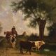 Ancien tableau de paysage italien signé et daté 1881