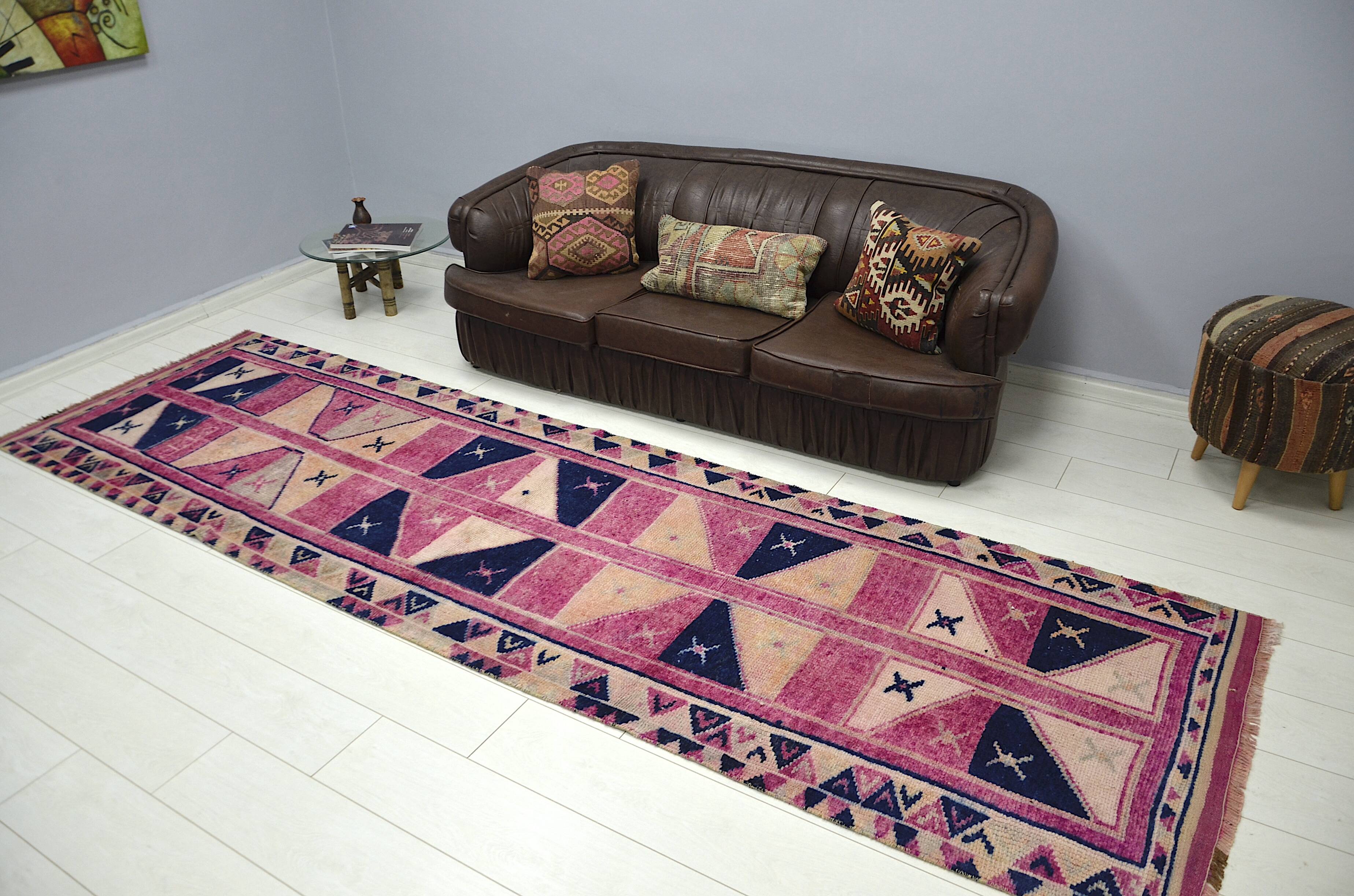 Pink & Dark Blue Anatolian Runner sku 2269.
