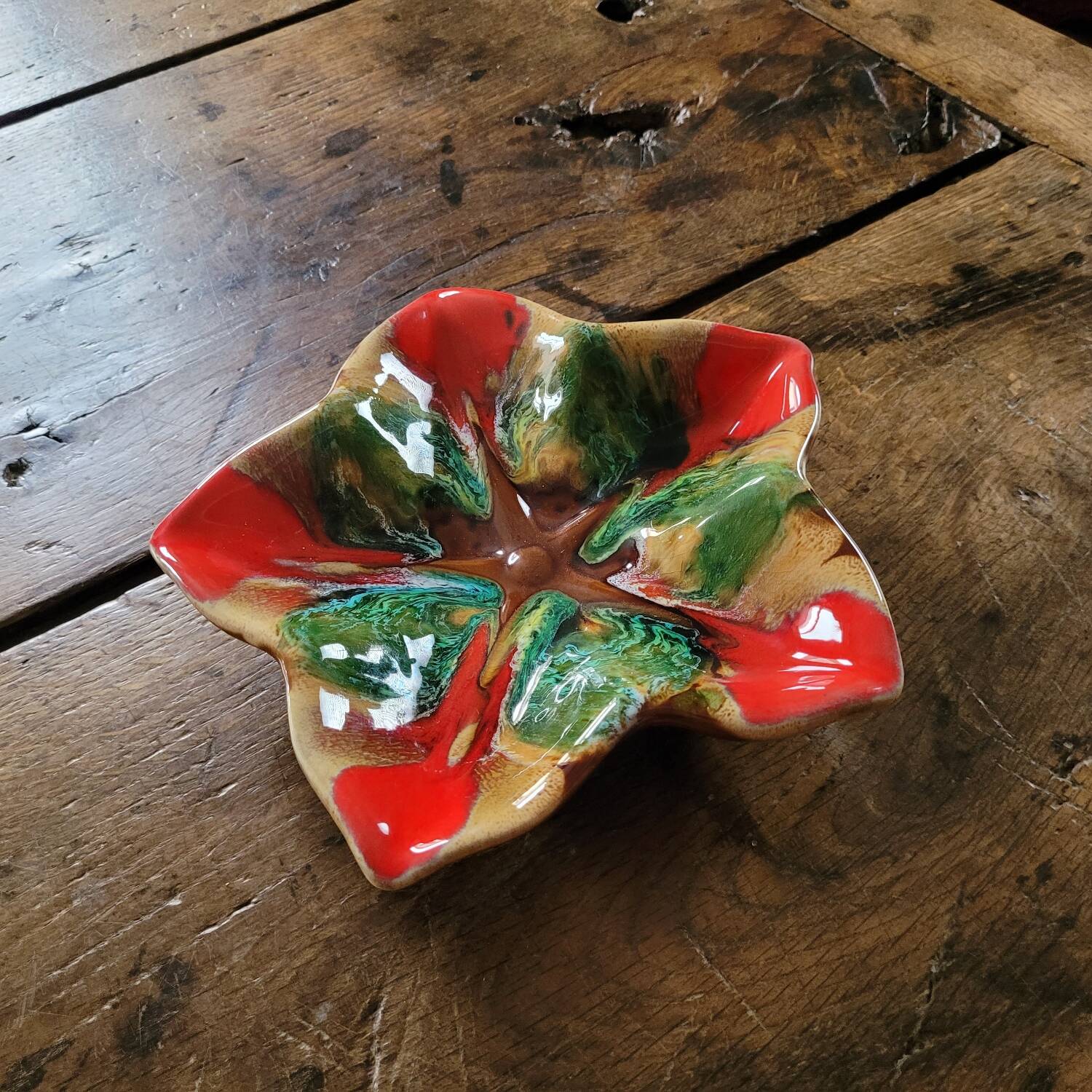Vintage 70s starry ceramic trinket dish