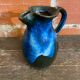 Vintage 1970s Black and Blue Glazed Stoneware Jug