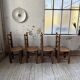 Set of 4 oak and straw chairs Dudouyt 1940