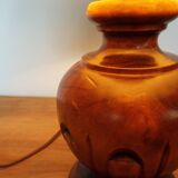 Carved turned wooden lamp base